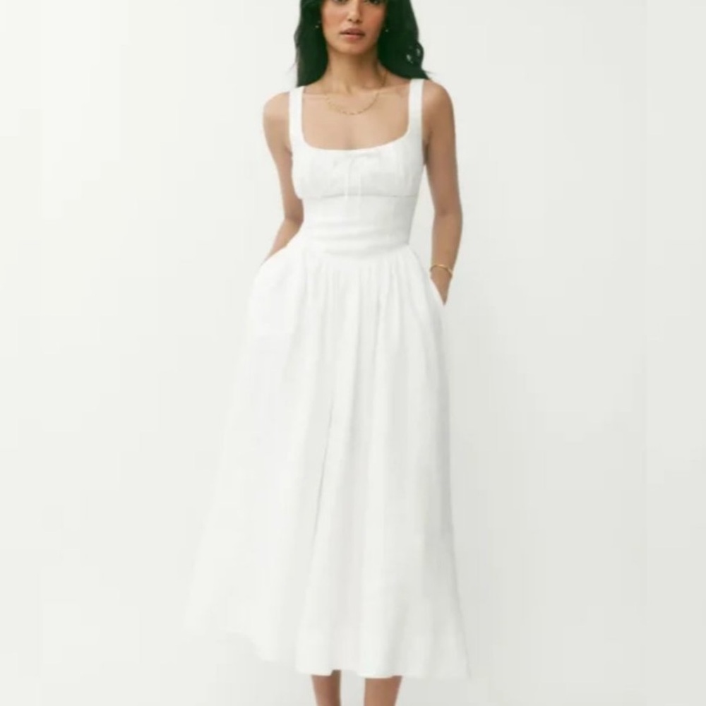 Reformation Baila White Midi Dress